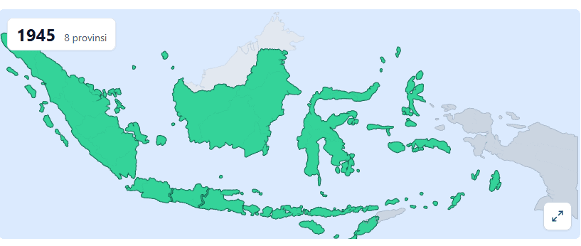 Peta Indonesia tahun 1945 dengan 8 provinsi